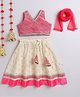 Many Frocks & chanderi golden woven boti sleeveless  lace and latkan embellished ethnic  Onam lehenga choli dupttta set - pink & cream