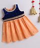 Many Frocks & velvet body sleeveless knee length lace embellished  Onam ethnic dress - Peach & Blue