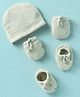 Simply Waffle Knit Solid Colour Cap Mittens & Booties Light Green - Dimension 11 cm