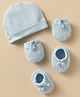 Simply Waffle Knit Solid Colour Cap Mittens & Booties Light Blue - Diameter 11 cm