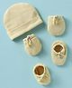 Simply Waffle Knit Solid Colour Cap Mittens & Booties Yellow - Diameter 11 cm