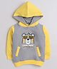 BUMZEE Fleece Knit Full Sleeves Lion Printed Hooded Sweatshirt - Grey & Yellow