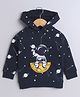 BUMZEE Fleece Knit Full Sleeves Astronaut Printed Hooded Sweatshirt - Navy Blue