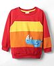 BUMZEE Looper Knit Full Raglan Sleeves Sweatshirt With Rhino Print - Red
