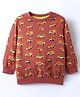 BUMZEE Looper Knit Full Sleeves Vehicle Printed Sweatshirt - Brown