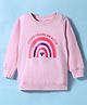 BUMZEE Looper Knit Full Sleeves Glitter Rainbow Printed Sweatshirt - Baby Pink