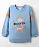 BUMZEE Looper Knit Full Sleeves Text Printed Sweatshirt - Blue