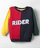 BUMZEE Looper Knit Full Sleeves Text Printed Sweatshirt With Color Block Design - Multicolor