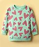 BUMZEE Looper Knit Full Sleeves Heart Printed Sweatshirt - Mint Green