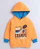 BUMZEE Fleece Knit Full Sleeves Text Printed Hooded Sweatshirt - Orange