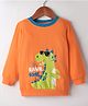 BUMZEE Looper Knit Full Sleeves Dino Printed Sweatshirt - Orange