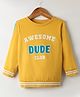 BUMZEE Looper Knit Full Sleeves Text Printed Sweatshirt - Mustard