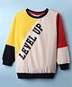 BUMZEE Looper Knit Full Sleeves Text Printed Sweatshirt With Color Block Design - Multicolor