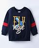 BUMZEE Looper Knit Full Raglan Sleeves Text & Aeroplane Printed Sweatshirt - Navy Blue