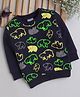 BUMZEE Cotton Knit Full Sleeves Glow In The Dark Sweatshirt With Bear Print - Navy Blue