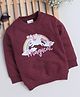 BUMZEE Cotton Knit Full Sleeves Sweatshirt With Unicorn Print - Burgandy