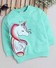 BUMZEE Cotton Knit Full Sleeves Unicorn Printed Sweatshirt - Mint Green
