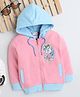 BUMZEE Knitted Full Sleeves Hooded Sweatjacket with Unicorn Patch Detailing - Baby Pink