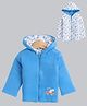 BUMZEE Cotton Knit Full Sleeves Dinosaur Printed & Embroidered Hooded Reversible Jacket - Royal Blue & White