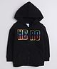 BUMZEE Looper Knit Full Sleeves Hero Printed Hooded Sweatjacket - Black