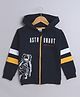 BUMZEE Cotton Fleece Knit Full Sleeves Astronaut Printed Sweat Jacket With Hood & Front Zipper - Navy Blue