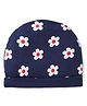 Doodle Poodle Interlock Cotton Knit Cap with Floral Print Navy Blue - Diameter 10 cm