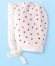 Doodle Poodle Interlock Cotton Knit Floral Printed Cap White - Circumference 32 cm
