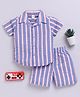 Clt.s Cotton Woven Half Sleeves Striped Coordinating Shirt & Shorts Set - Blue
