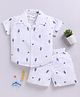 Clt.s Cotton Woven Half Sleeves Seahorses Printed Coordinating Shirt & Shorts Set - White