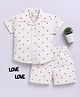 Clt.s Cotton Woven Half Sleeves Hearts Printed Coordinating Shirt & Shorts Set - Cream