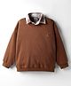 Little Kangaroos Woven Full Sleeves Solid Color Pullover Mock Collar Sweatshirt - Brown