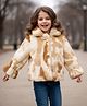 Little Kangaroos Woven Full Sleeves Fur Winter Jacket - Brown