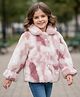 Little Kangaroos Woven Full Sleeves Fur Winter Jacket - Pink