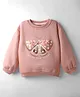 Little Kangaroos Woven Full Sleeves Pullover Sweatshirt with Butterfly Glitter Print & Sequin Detailing - Dark Peach