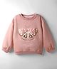Little Kangaroos Woven Full Sleeves Pullover Sweatshirt with Butterfly Glitter Print & Sequin Detailing - Dark Peach