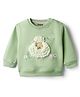 Little Kangaroos Full Sleeves Sweatshirt with Text Print & Animal Embroidery - Mint