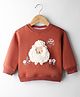 Little Kangaroos Full Sleeves Sweatshirt with Text Print & Animal Embroidery - Maroon