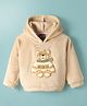 Little Kangaroos Woven Full Sleeves Hooded Fur Sweatshirt with Bear Embroidery & Sequin Detailing - Cream