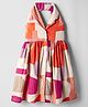 Kookie Kids Cotton Woven Sleeveless Flared Frock With Front Buttons - Multi Colour