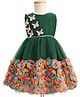 Enfance Sleeveless Butterfly & Floral Applique Detailed Knee Length Tutu Dress - Bottle Green