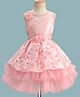 Enfance Sleeveless Floral Applique Detailed & Sequins Embellished Knee Length Dress - Pink