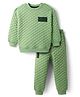 Little Kangaroos Woven Winter Wear Quilted Sweatshirt & Lounge Pant Set with Patch Detailing - Green