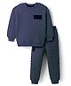 Little Kangaroos Woven Winter Wear Quilted Sweatshirt & Lounge Pant Set with Patch Detailing - Navy Blue