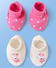 Doodle Poodle Interlock Cotton Hearts Printed Booties Pack Of 2 - White & Dark Pink