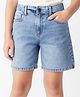 Arias Cotton Stretch Woven Washed A-line Shorts - Light Blue