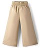 Kookie Kids Poplin Woven Full Length Solid Wide Leg Pant With Pockets & Elasticated Waist - Beige
