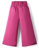 Kookie Kids Poplin Woven Full Length Solid Wide Leg Pant With Pockets & Elasticated Waist - Fuchsia