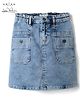 Arias Cotton Stretch Medium Wash Denim Skirt with Patch Pockets - Blue