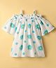 Kookie Kids Rayon Woven Half Sleeves Top With Floral Print - White