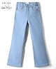 Arias Cotton Elastane Full Length Denim Flared Jeggings with Light Wash - Blue